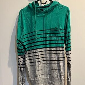 Billabong green  and Gray Striped Men's Hoodie. Size small